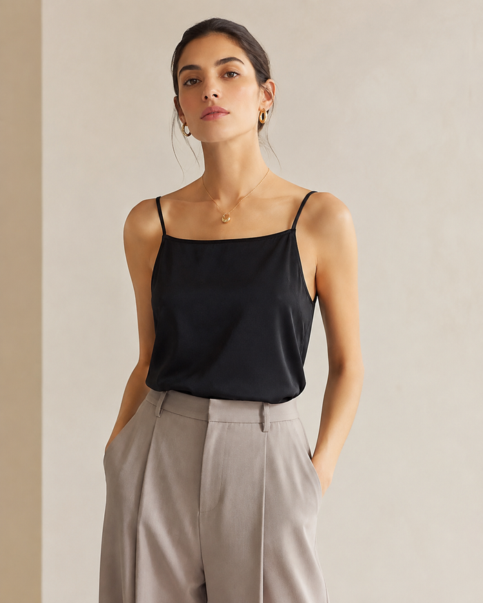 VELSÉE 100% 6A Mulberry Silk Camisole for Women – Luxury Silk Tank Top