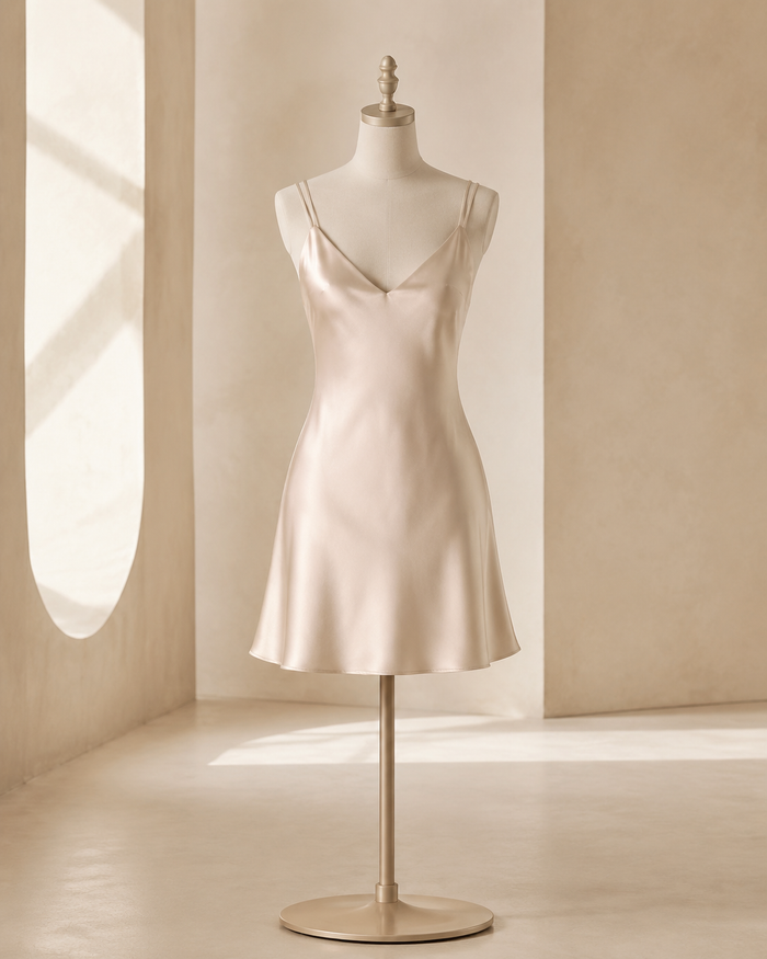 VELSÉE Backless Silk Slip Dress – Cross-Strap 19 Momme Chemise