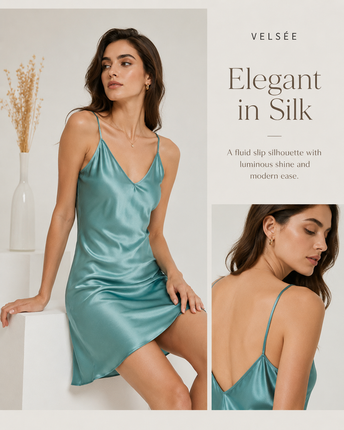 VELSÉE Classic Silk Slip Dress – 19 Momme Mulberry, 8 Colors