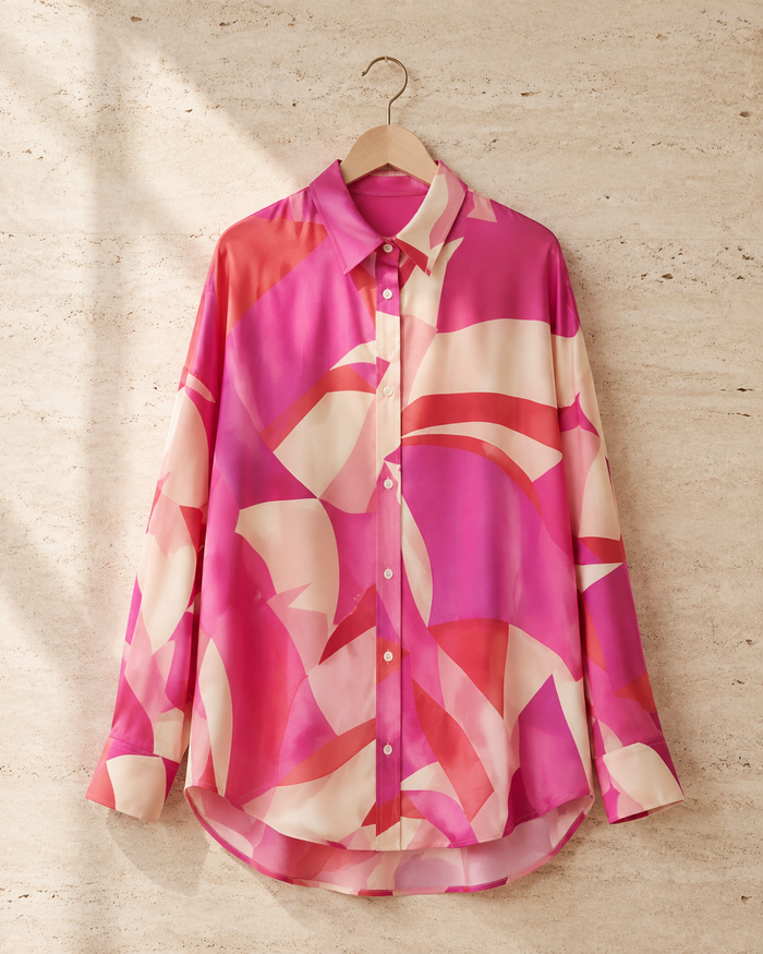 VELSÉE Printed Silk Button-Down Shirt – 6 Abstract Prints
