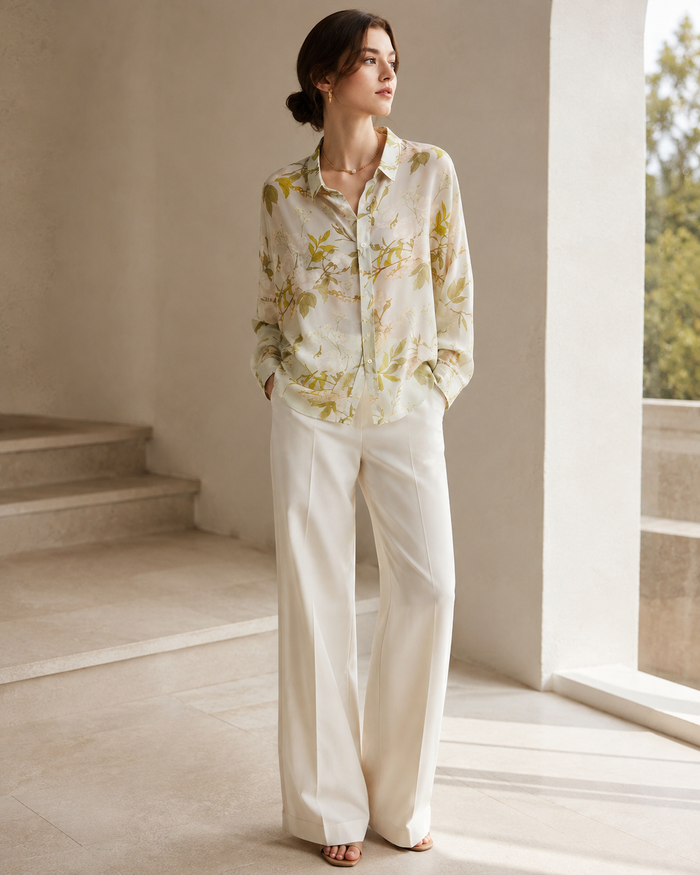 VELSÉE Printed Silk Button-Down Shirt – 6 Abstract Prints