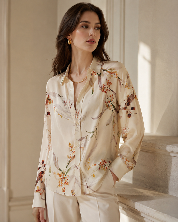 VELSÉE Printed Silk Button-Down Shirt – 6 Abstract Prints