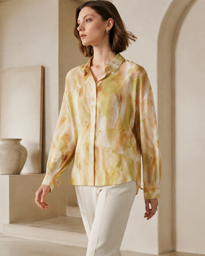VELSÉE Printed Silk Button-Down Shirt – 6 Abstract Prints