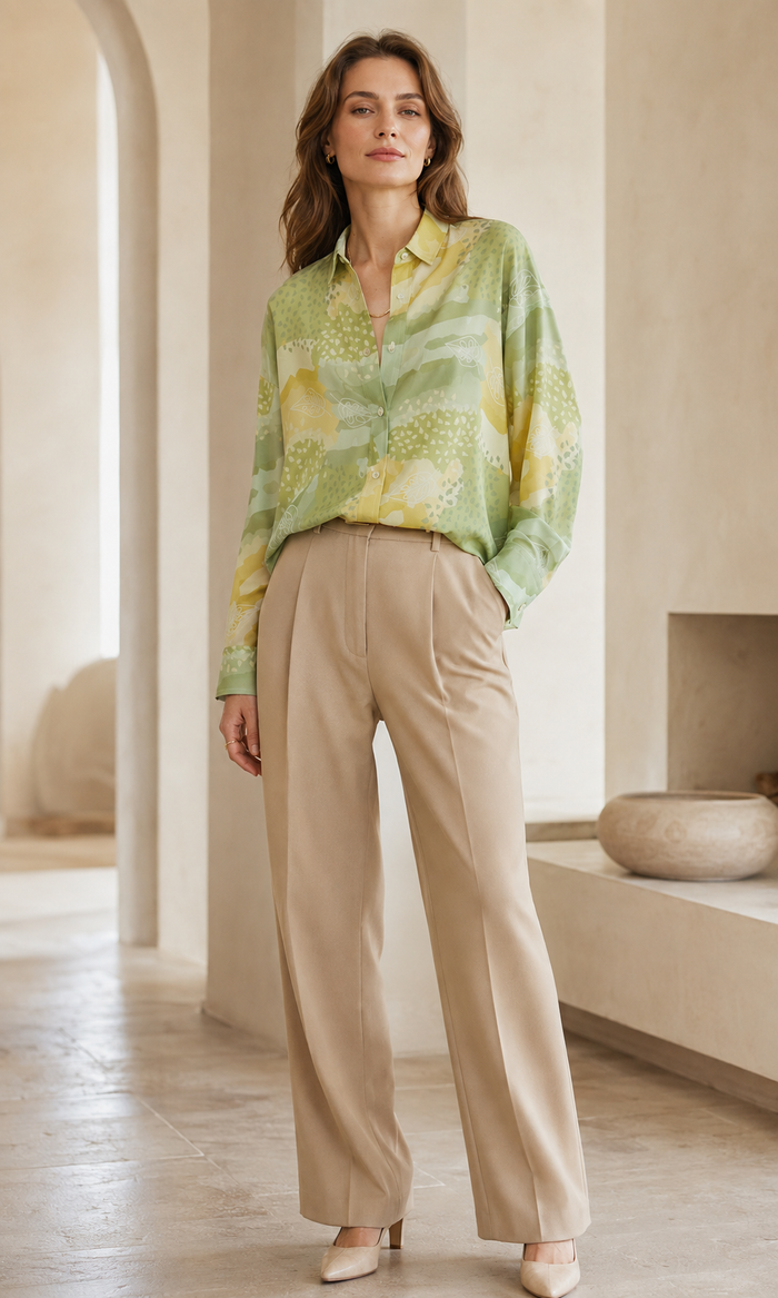 VELSÉE Printed Silk Button-Down Shirt – 6 Abstract Prints