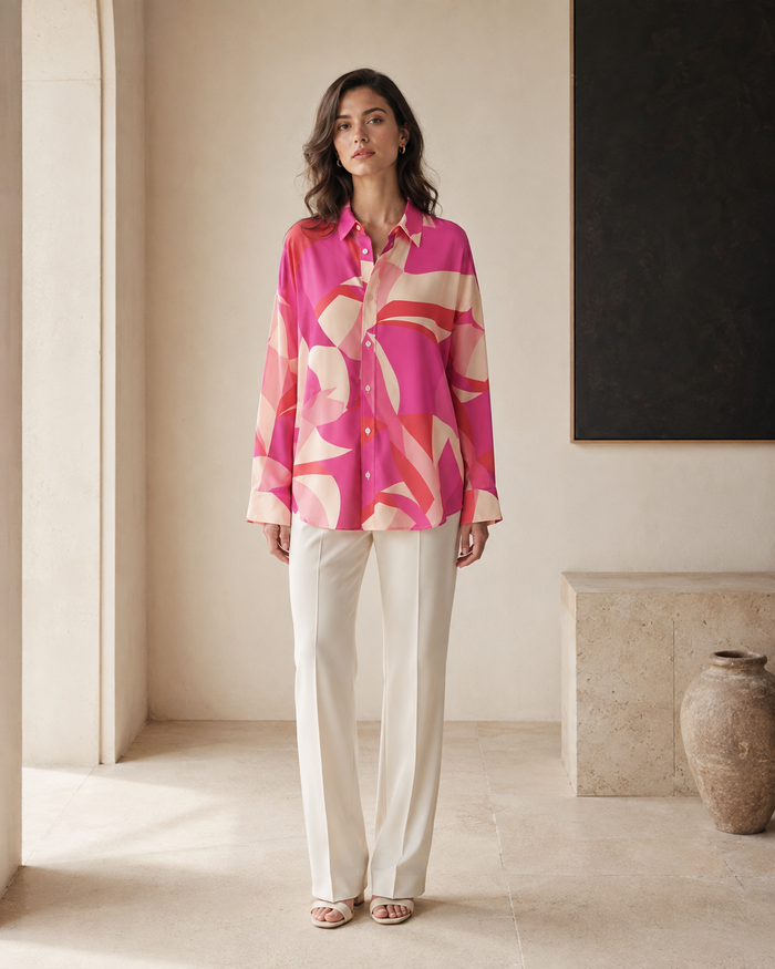 VELSÉE Printed Silk Button-Down Shirt – 6 Abstract Prints