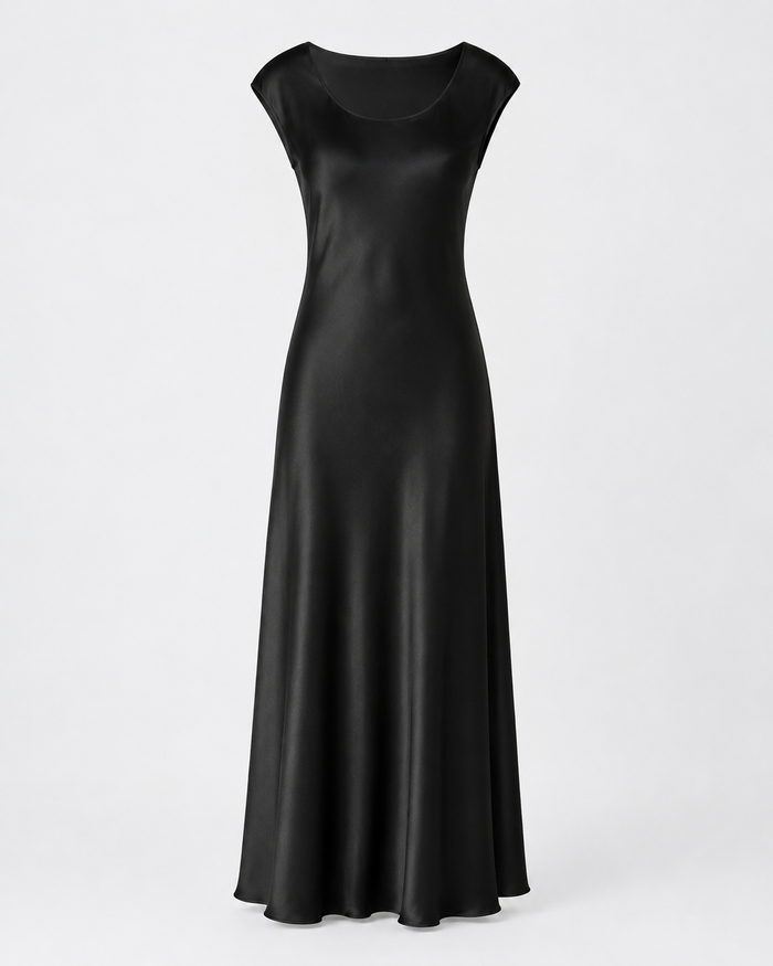 VELSÉE Pure Silk Satin Maxi Dress