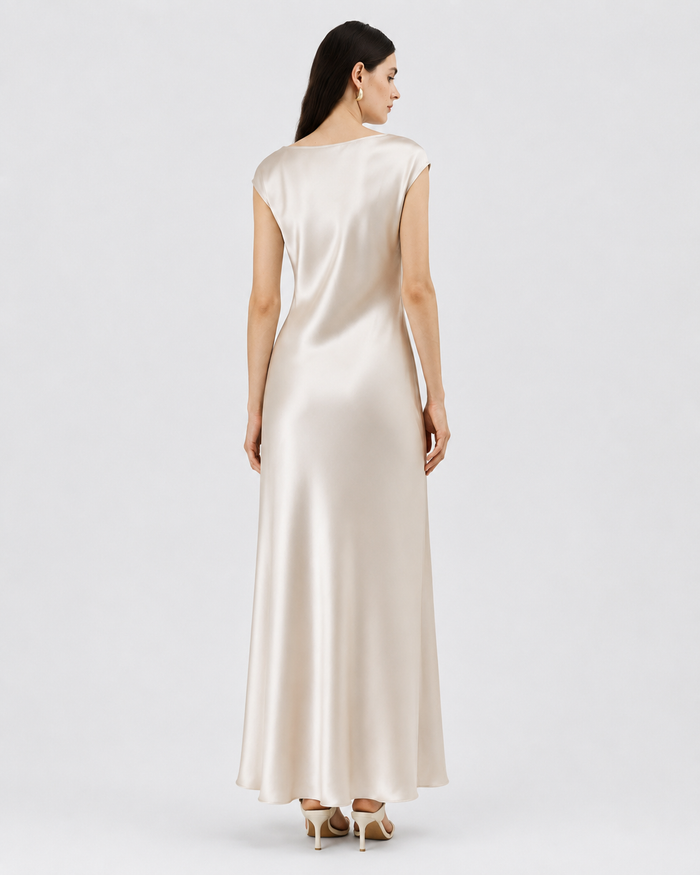 VELSÉE Pure Silk Satin Maxi Dress
