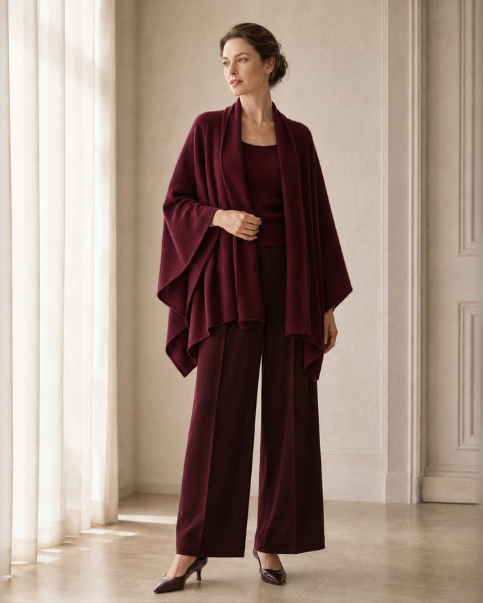 VELSÉE Women’s Cashmere Oversized Wrap Cardigan – Open-Front Shawl Collar Cape, One Size