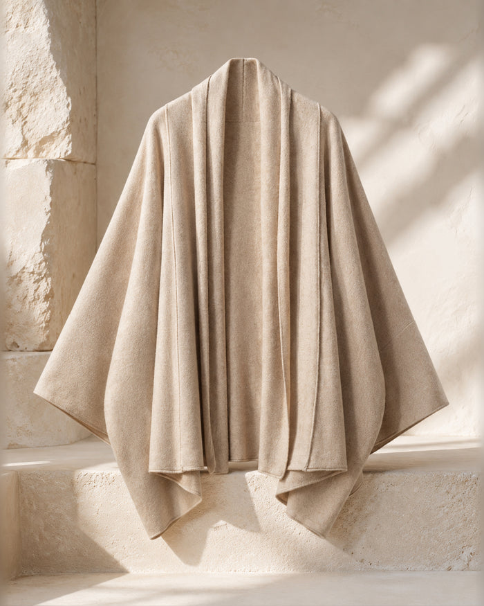 VELSÉE Women’s Cashmere Oversized Wrap Cardigan – Open-Front Shawl Collar Cape, One Size