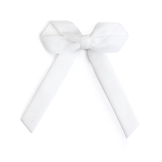 girl's white velvet ribbon hairbow for spring and easter