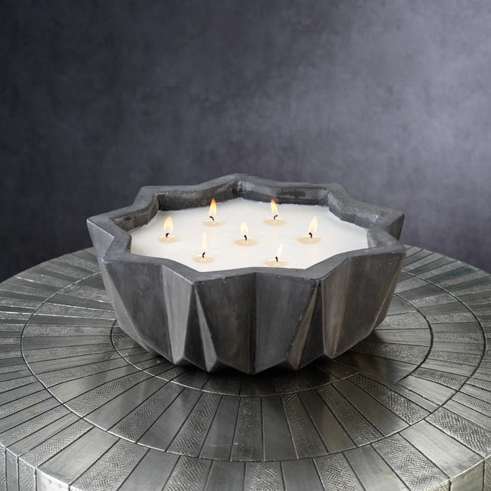 Villa Nouza 7 Wick Concrete Candle/Black- Fig Vetiver - Home Fragrance by Carlyle Avenue