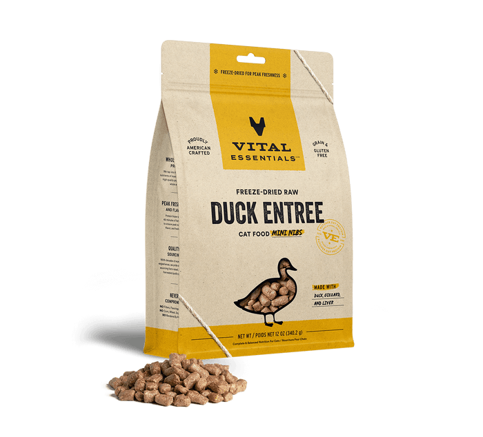 Vital Essentials Cat Freeze-Dried Crunchy Mini Nibs Duck Cat Food
