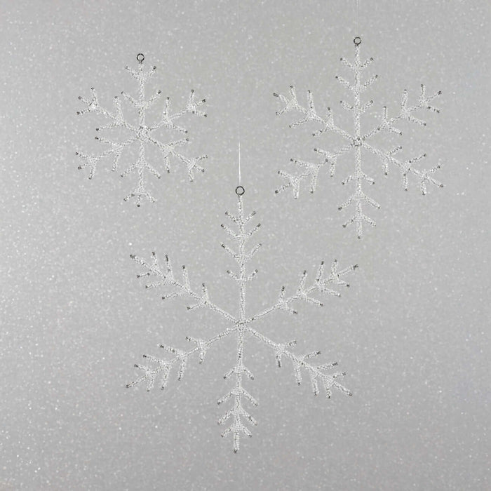 Beaded Snowflake Ornament-White, 8" - CARLYLE AVENUE