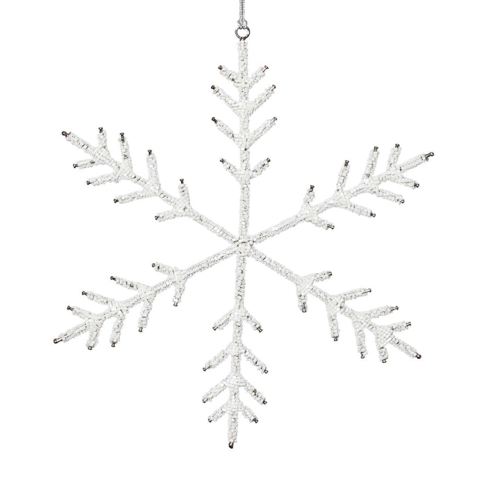 Beaded Snowflake Ornament-White, 8" - CARLYLE AVENUE