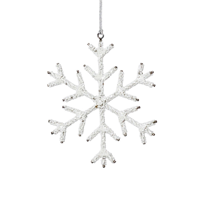 Beaded Snowflake Ornament-White, 8" - CARLYLE AVENUE