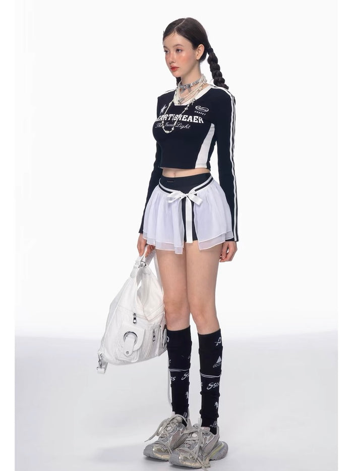 White Mesh Ballet Skort