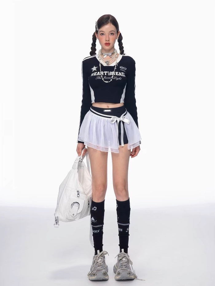 White Mesh Ballet Skort
