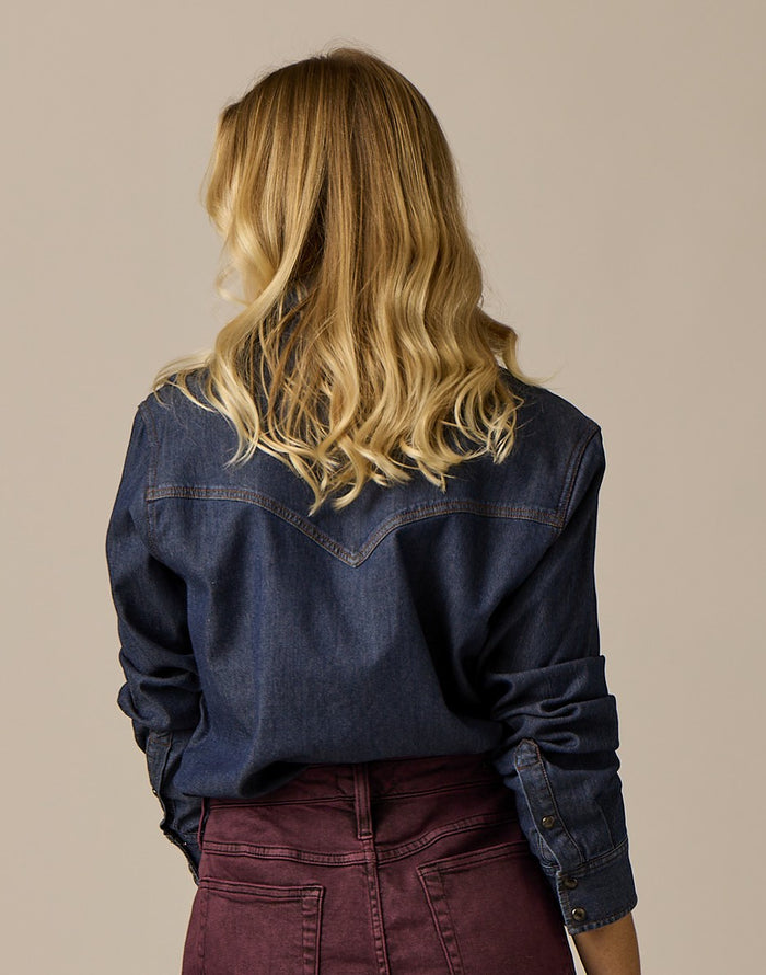 Willow Woven Top: Dark Indigo