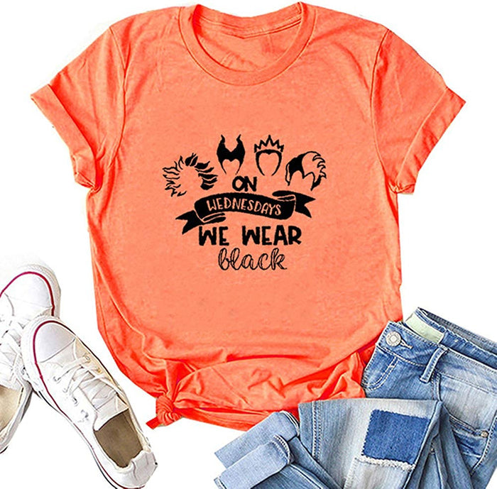 Women On Wednesdays We Wear Black T-Shirt Halloween Shirt