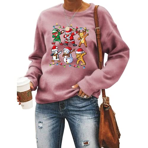 Women Santa Squad Snowman Girl with Bow Deer Sweatshirt Christmas Shirt