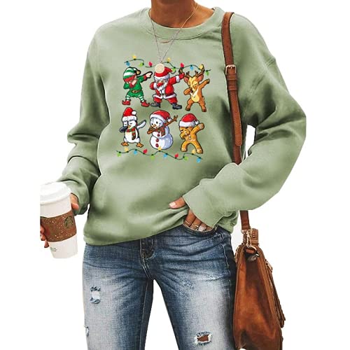 Women Santa Squad Snowman Girl with Bow Deer Sweatshirt Christmas Shirt