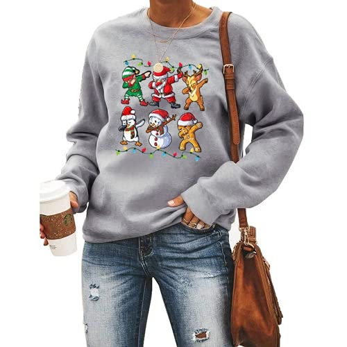 Women Santa Squad Snowman Girl with Bow Deer Sweatshirt Christmas Shirt