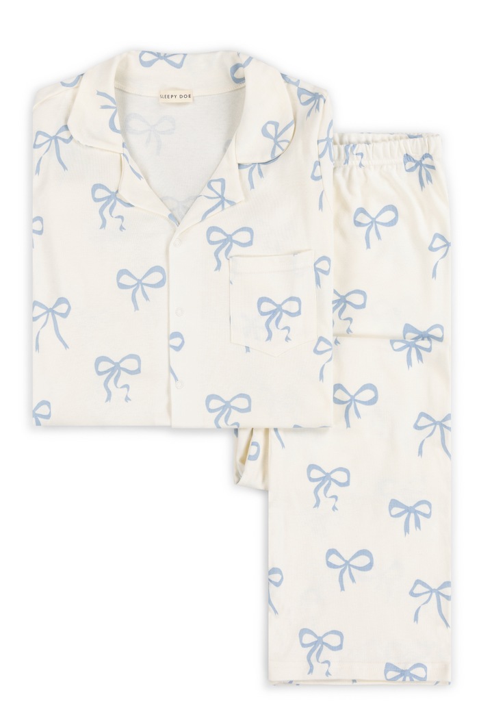 WOMENS CLASSIC PYJAMA SET | BLUE BOWS