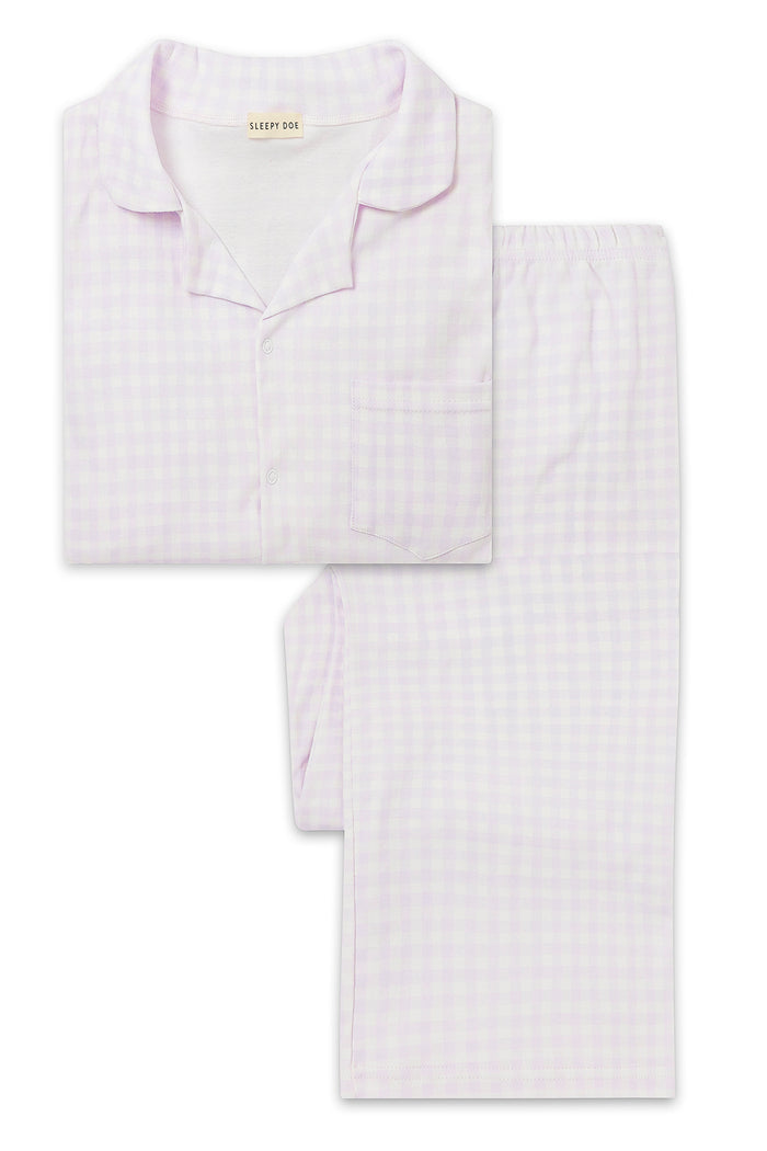 WOMENS CLASSIC PYJAMA SET | GINGHAM LAVENDER
