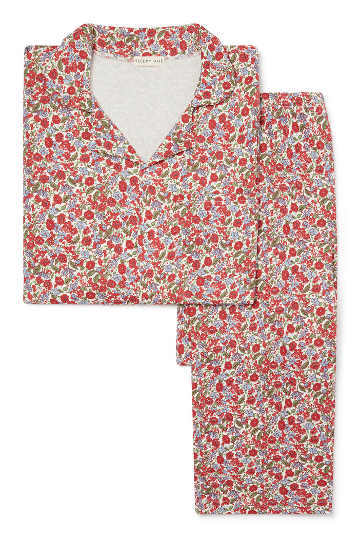 WOMENS CLASSIC PYJAMA SET | RED FLORAL