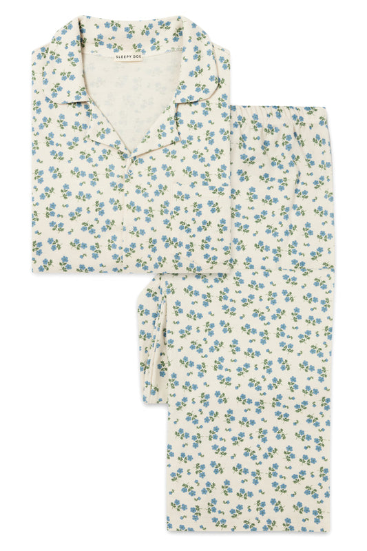 WOMENS CLASSIC PYJAMA SET | TEA FLORAL BLUE