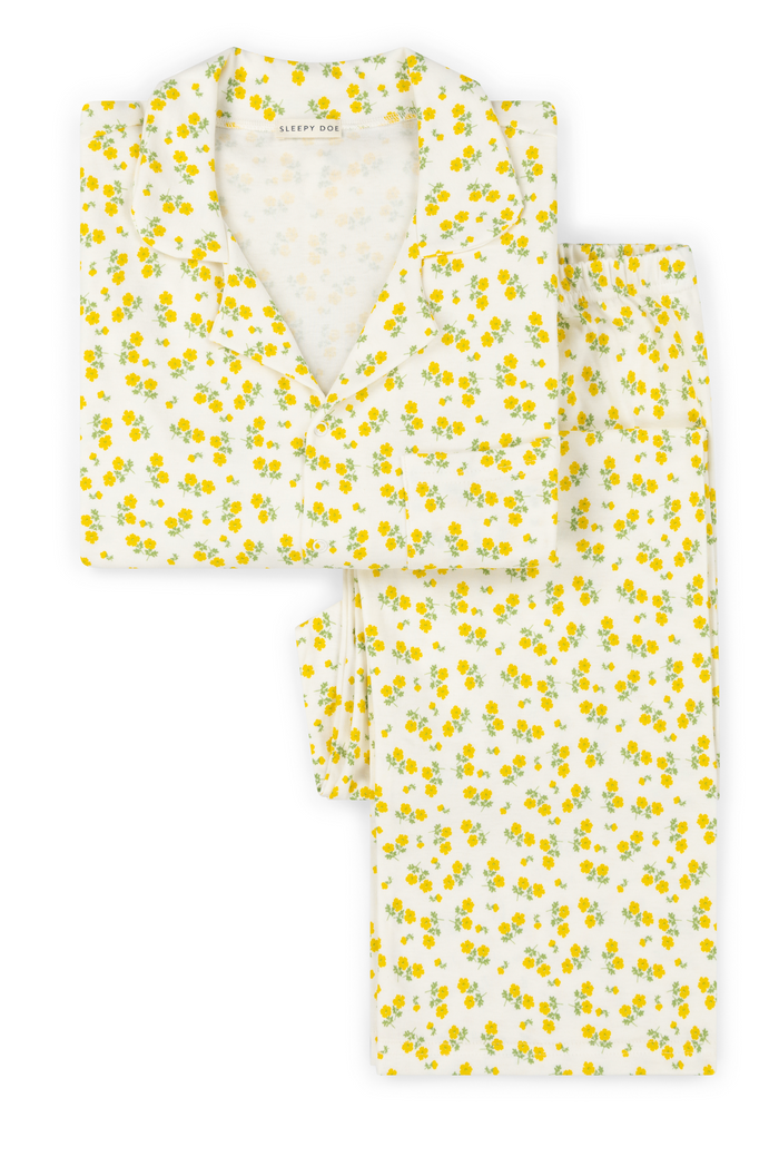 WOMENS CLASSIC PYJAMA SET | TEA FLORAL YELLOW