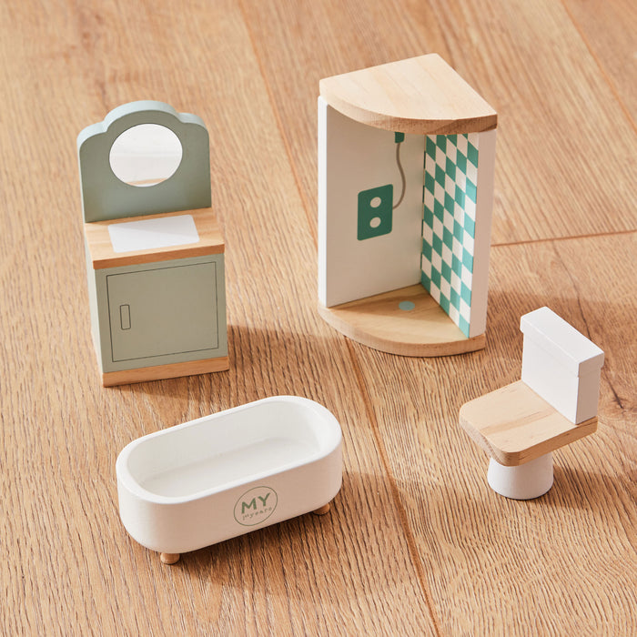 Wooden Doll’s House Bathroom Furniture Set