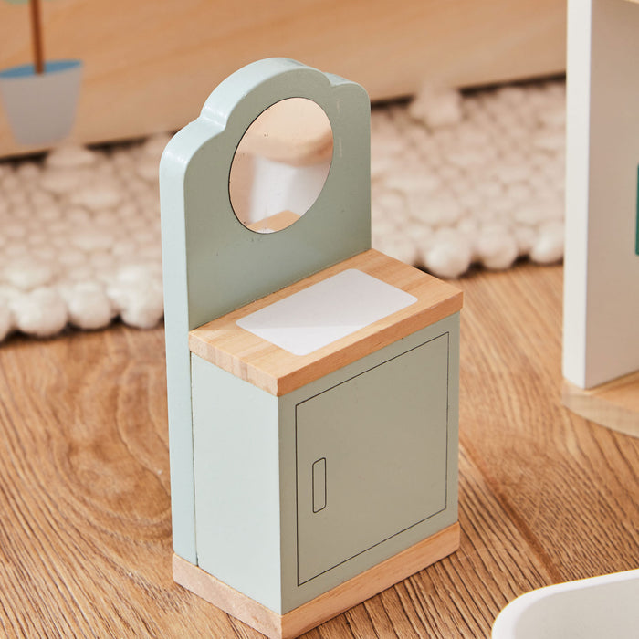 Wooden Doll’s House Bathroom Furniture Set