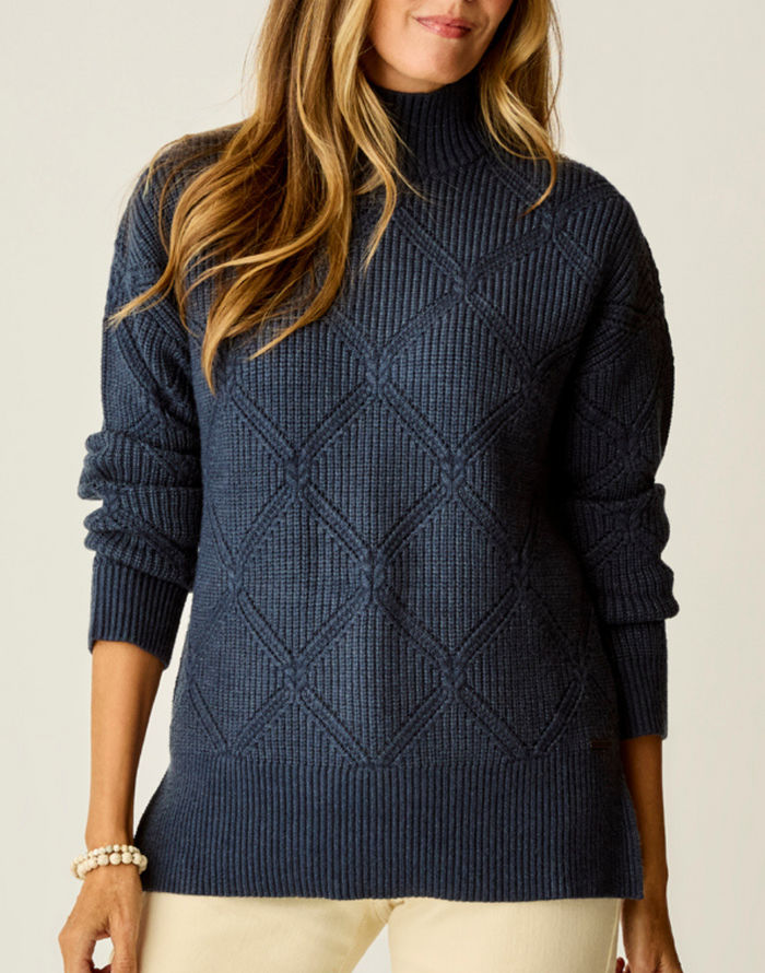 Woodward Allover Sweater: Navy Heather