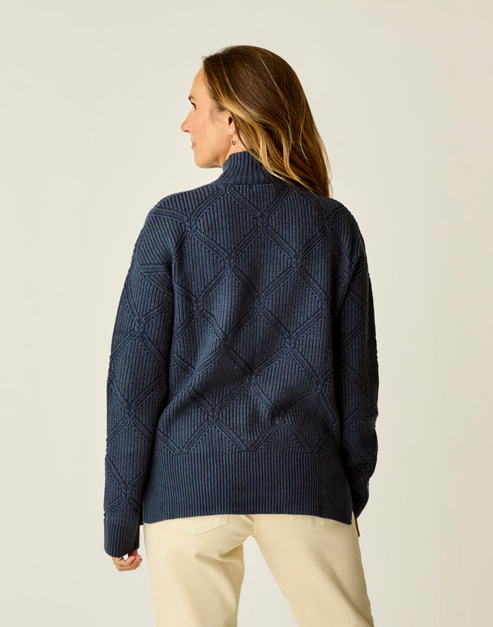 Woodward Allover Sweater: Navy Heather