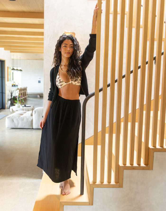 Yara Gauze Skirt: Black