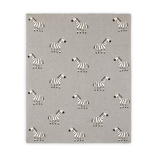 Zebra  - Organic Cotton Jacquard Knit Baby Blanket - CARLYLE AVENUE