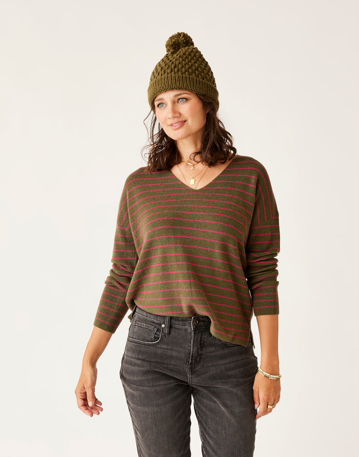 Zella Merino Sweater: Fir Stripe - FINAL SALE
