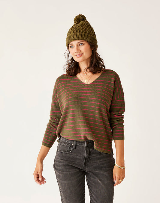 Zella Merino Sweater: Fir Stripe - FINAL SALE