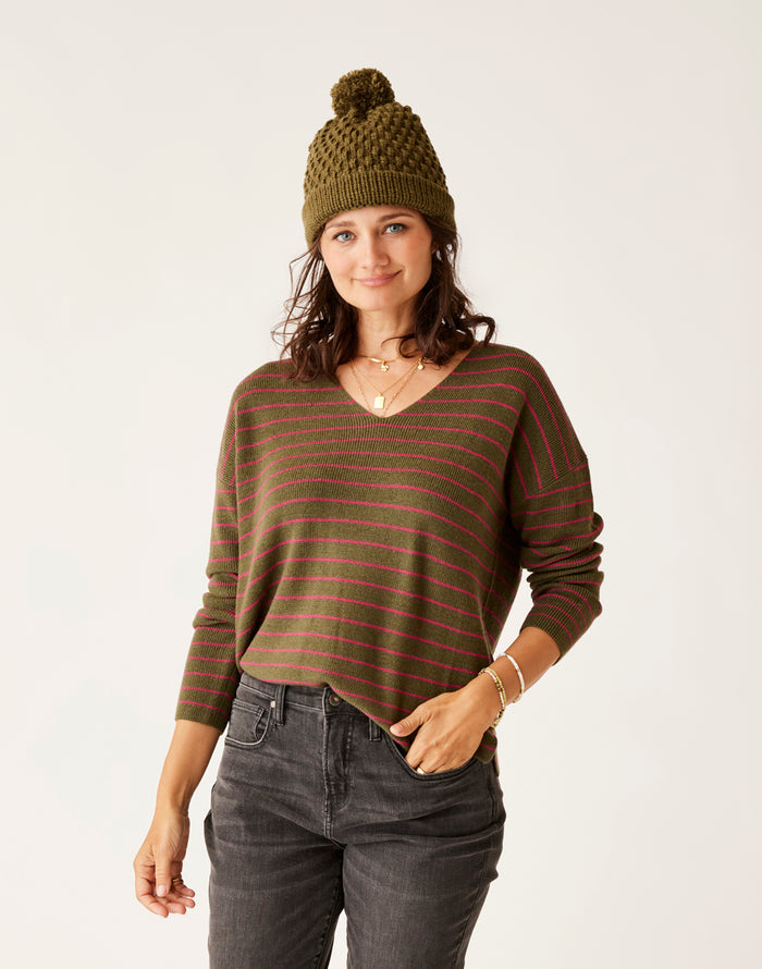 Zella Merino Sweater: Fir Stripe - FINAL SALE