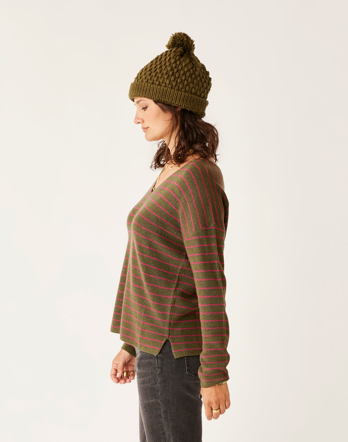 Zella Merino Sweater: Fir Stripe - FINAL SALE