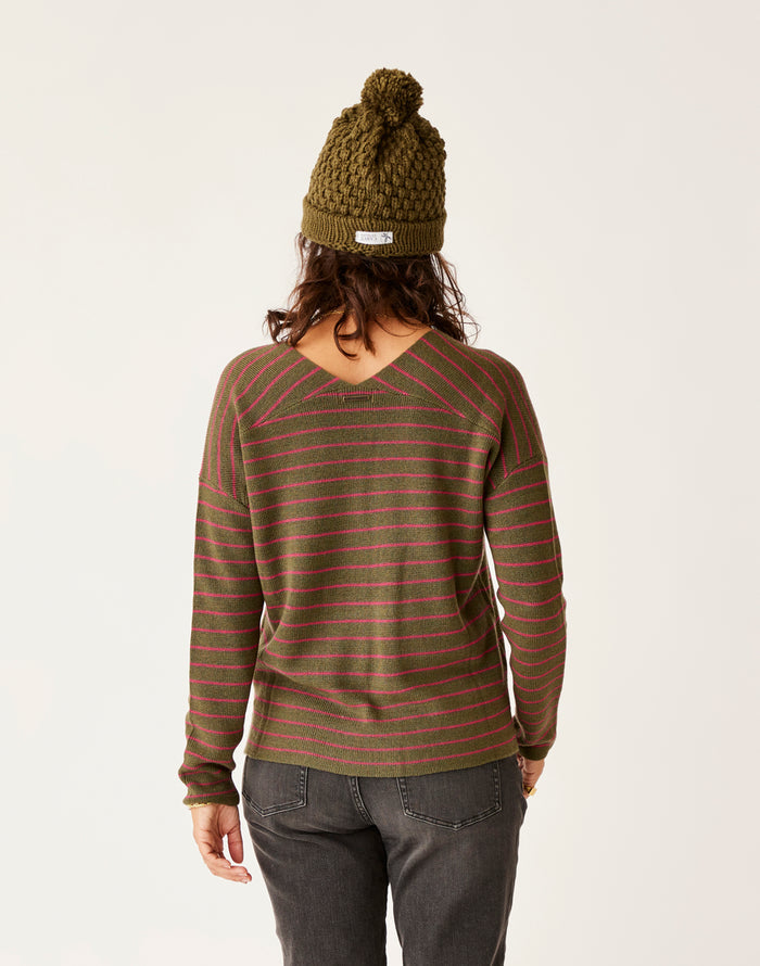 Zella Merino Sweater: Fir Stripe - FINAL SALE