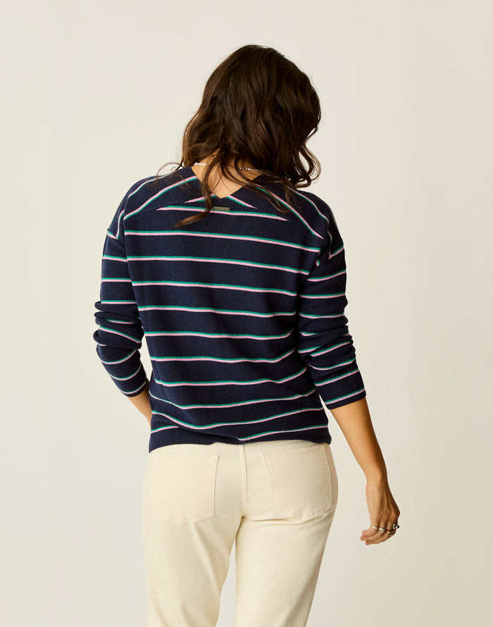 Zella Merino Sweater: Navy Stripe
