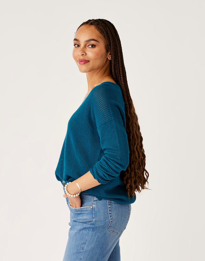 Zella Mesh Pullover: Azul - FINAL SALE