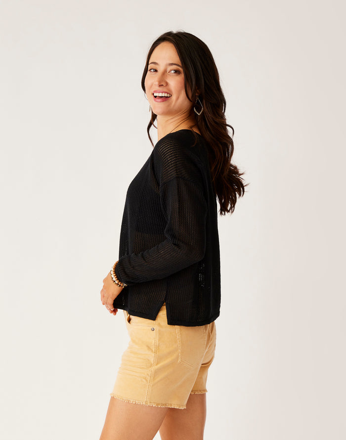 Zella Mesh Pullover: Black