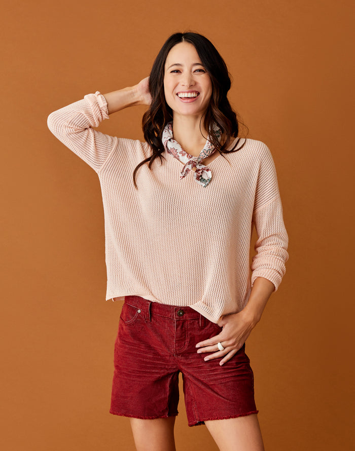 Zella Mesh Pullover: Peach - FINAL SALE