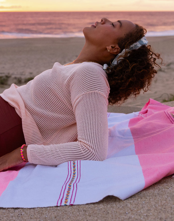 Zella Mesh Pullover: Peach - FINAL SALE