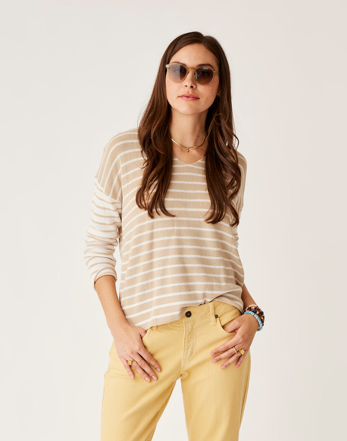 Zella Pullover: Cement Breton Stripe - FINAL SALE