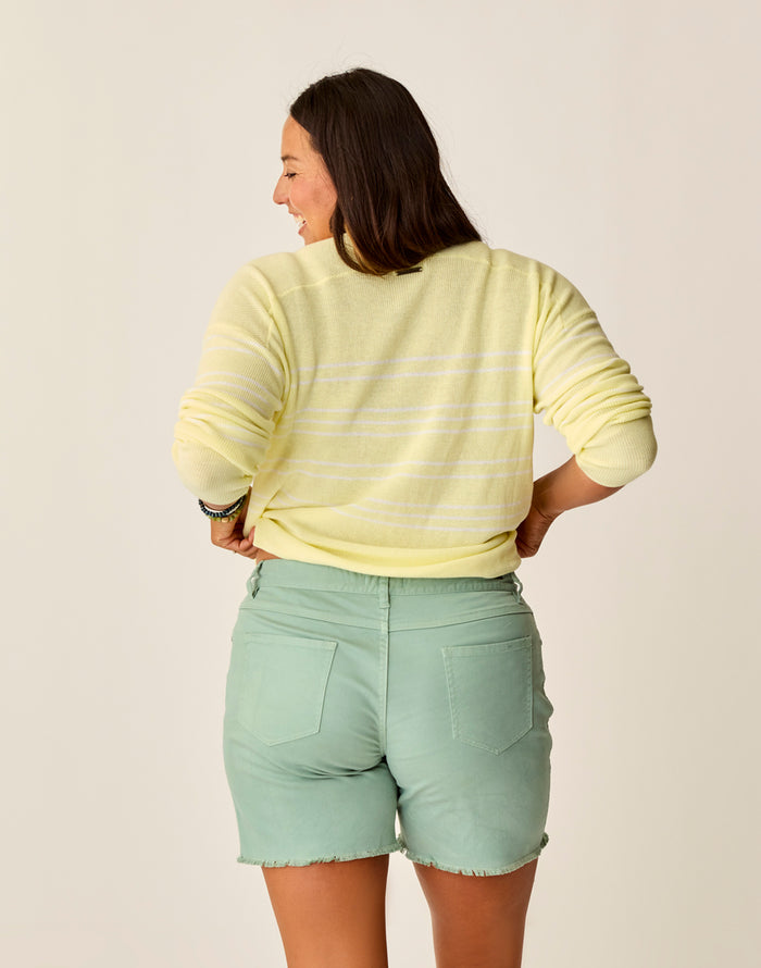 Zella Pullover: Lt. Limeade Stripe - FINAL SALE