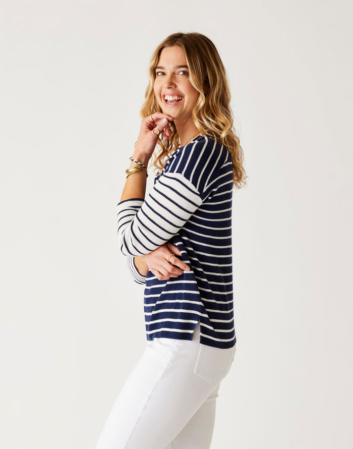 Zella Pullover: Navy Breton Stripe - FINAL SALE